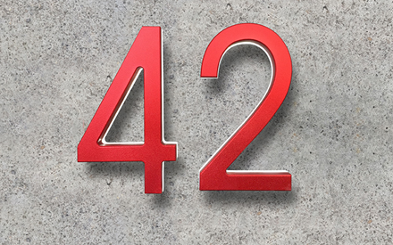 Modern Red Metal House Numbers Lighted by Luxello LED Signage